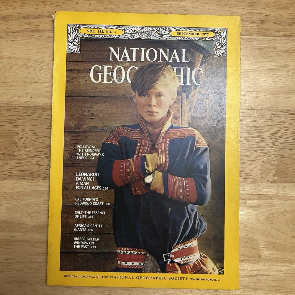 Vtg National Geographic September 1977 Leonardo da Vinci Lapps Redwoods Giraffe